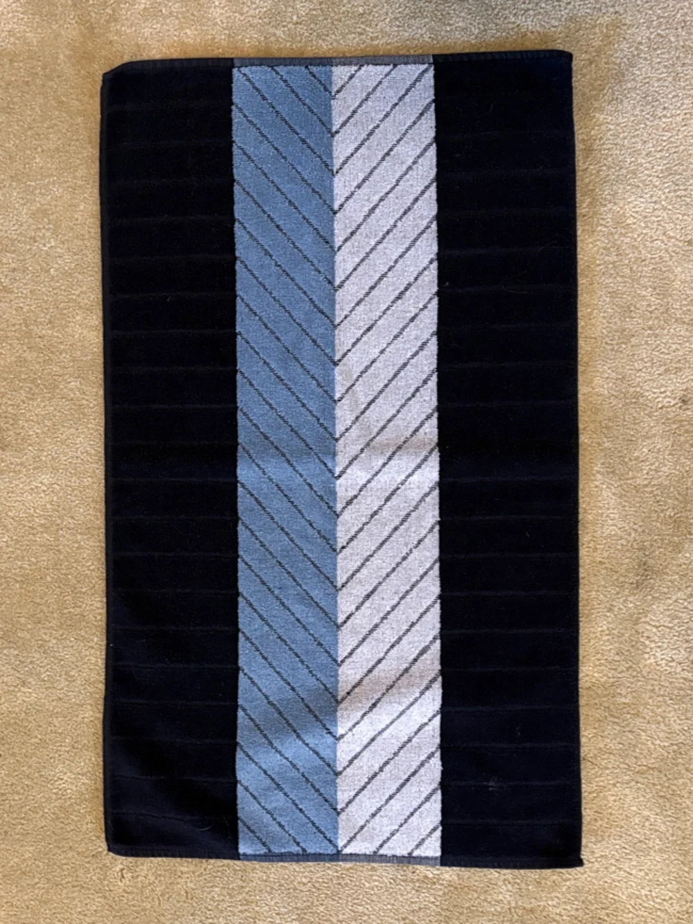 Vintage Fieldcrest Hand Towel Navy Slate Blue Stripe